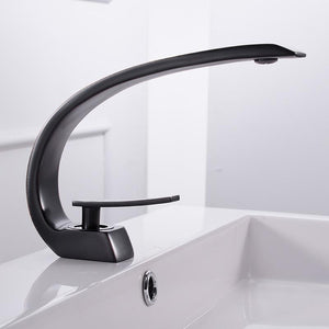 Marie-Antoinette Single-Hole Bathroom Faucet in black color different view.