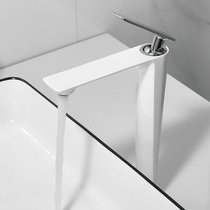 White Alexander Tall Modern Bathroom Faucet.
