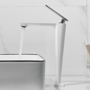 Alexander Single Hole Modern Bathroom Faucet in white color.