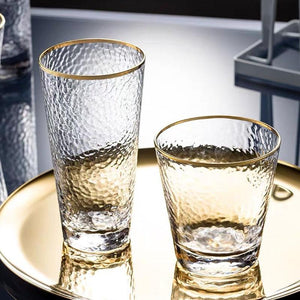 Golden Rim Clear Whiskey & Water Glass.