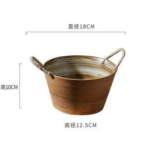 Dimensions of large Japanese style bowl in sand color.