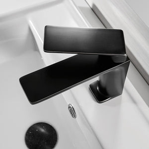 Top view of Mary Single-Hole Bathroom Faucet in black color.