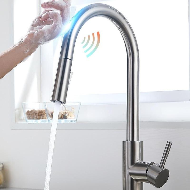 Albert Black & Gold Touch Sensor Pull Down Kitchen Faucet.