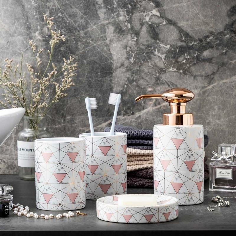 Pink Geometric Four-piece Set Modern Style