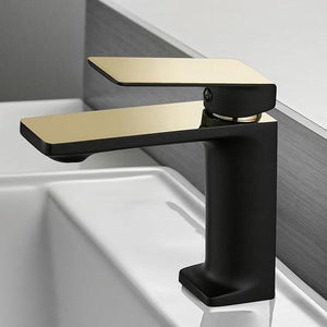 Black and gold Mary Single-Hole Bathroom Faucet.