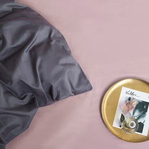 Graphite Grace Silk Duvet Cover Set (Premium Egyptian Cotton) 600TC