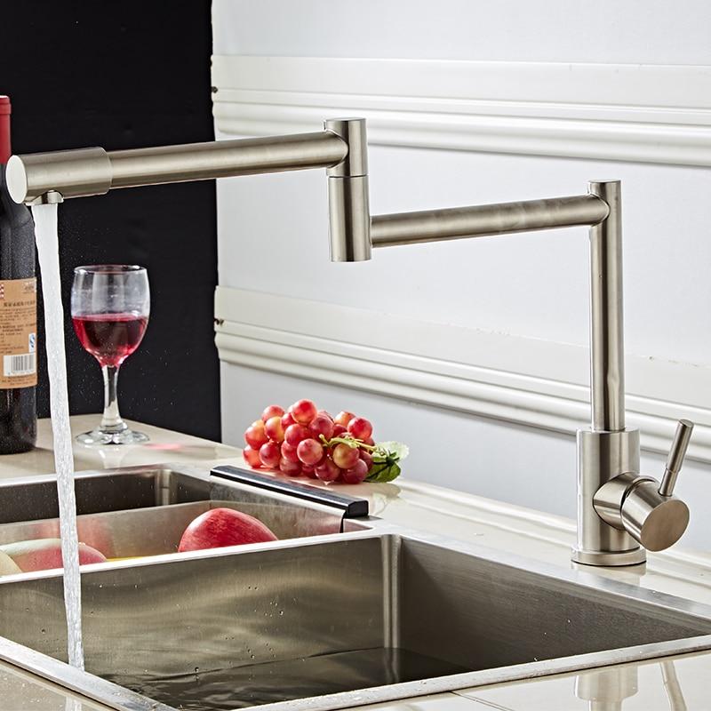 Edison Single-Hole Retractable Folding Kitchen Sink Faucet