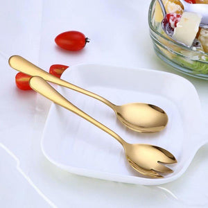 Bertha Gold Serving Spoon and Fork.