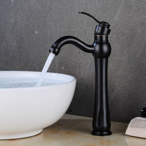 Lily Single-Hole Vintage Bathroom Faucet in black color.