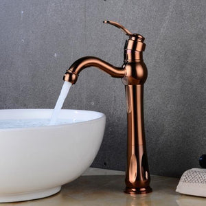 Lily Single-Hole Vintage Bathroom Faucet in rose gold color.