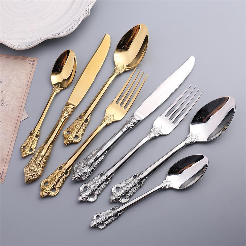 Royal Cutlery Set - Set of 20 Pcs - Matte Gold & Black