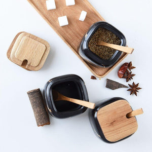 Maci 8-Piece Spice Ceramic Jar With Wooden Lid