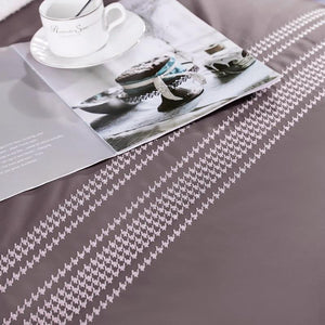 Embroidery in Evelyn duvet cover set.