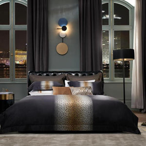Front view of Mia Gradient Modern Duvet Cover Set in earth color.