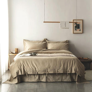 Emma Duvet Cover Set made of cotton and linen in Biscotti color.