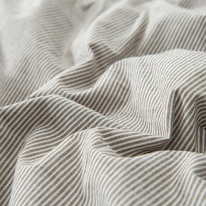 Close up of Olivia Stripe Ultra Soft Duvet Cover Set in gray color.