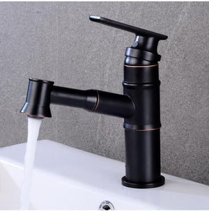 Langfoss Pull-Out Single-Hole Bathroom Faucet in Black Color.