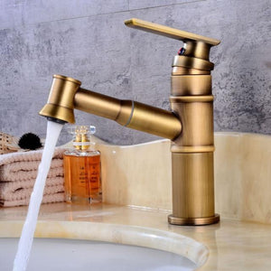 Langfoss Pull-Out Single-Hole Bathroom Faucet in Antique Color.