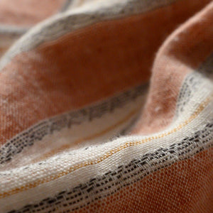 PeachPuff Vertical Stripes 100% Linen Duvet Cover Set